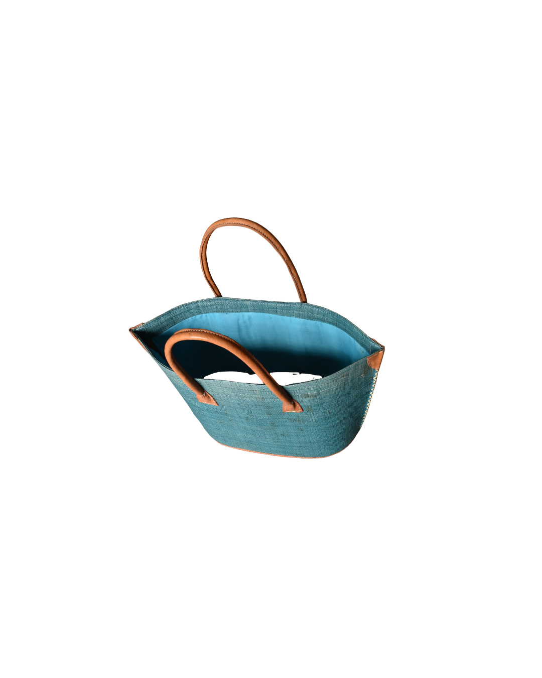 Handmade Raffia Beach Bag - Teal Blue (Beach Bliss 006)