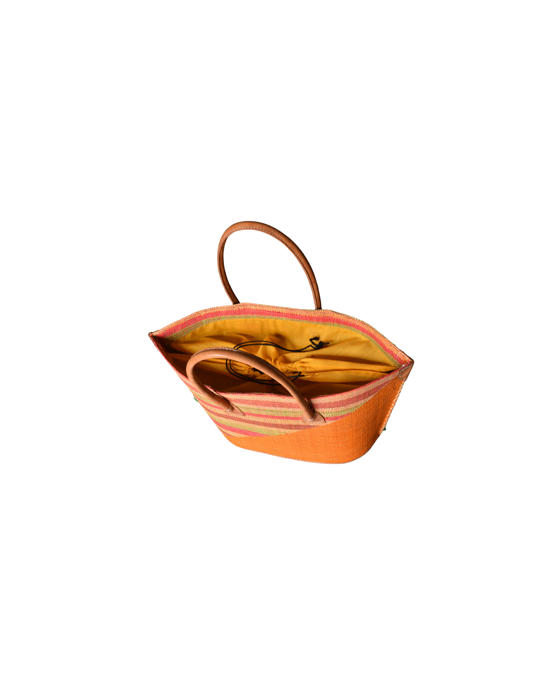 Handmade Raffia Beach Bag - Red/Pink & Orange Stripes (Beach Bliss 011)