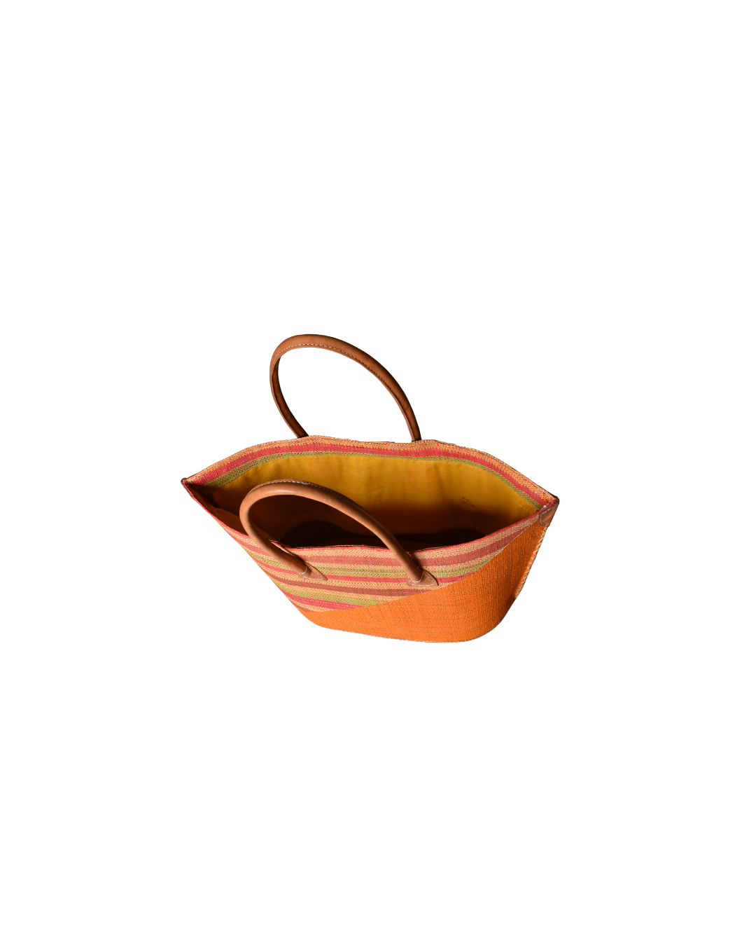 Handmade Raffia Beach Bag - Red/Pink & Orange Stripes (Beach Bliss 011)